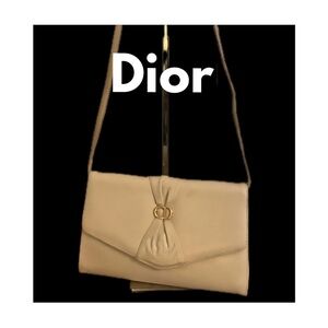 Dior Leather Front Flap Two Way Crossbody - Bone